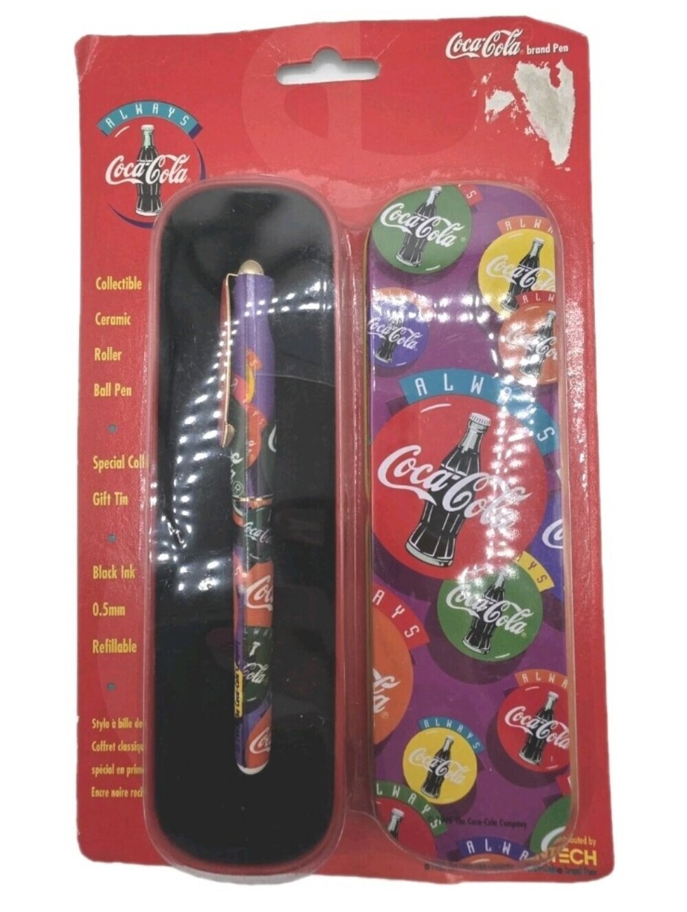 Vintage 1996 Coca Cola Ceramic Roller Ball Pen w/ Case 0.5mm Pentech Collectable